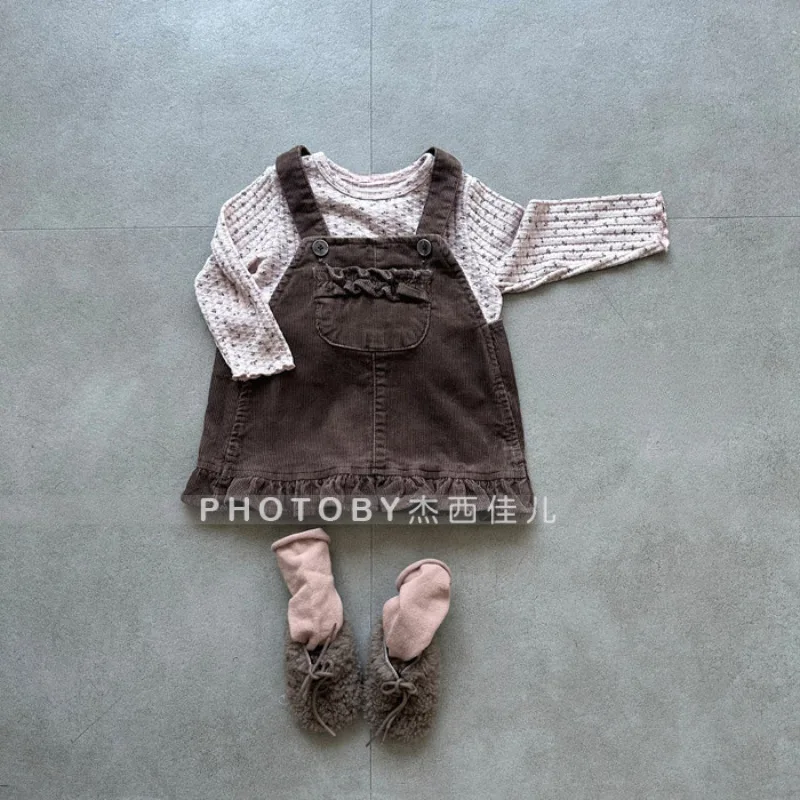 2025 خريف جديد بنات فستان بحزام الأزهار الأطفال أكمام فستان كاجوال طفلة سروال قصير سترة فستان أطفال فستان الأميرة