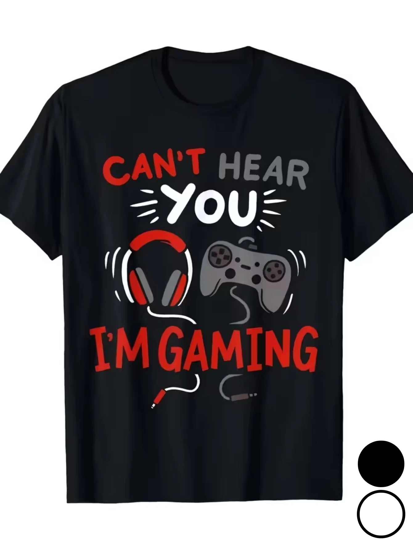 Camiseta para Hombre con el Eslógán "No Te Escucho, Estoy Jugando", 100% Algodón, Corte Holgado, Transpirable, con Estampado de Control y Configuración de PC