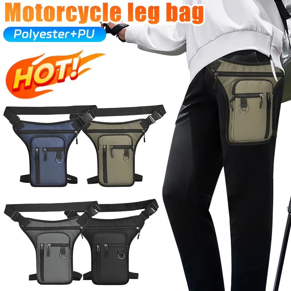 

Waterproof Nylon Men Drop Leg Bag Fanny Pack Motorcycle Riding Casual Shoulder Cross Body Thigh Male Hip Belt Waist Bags