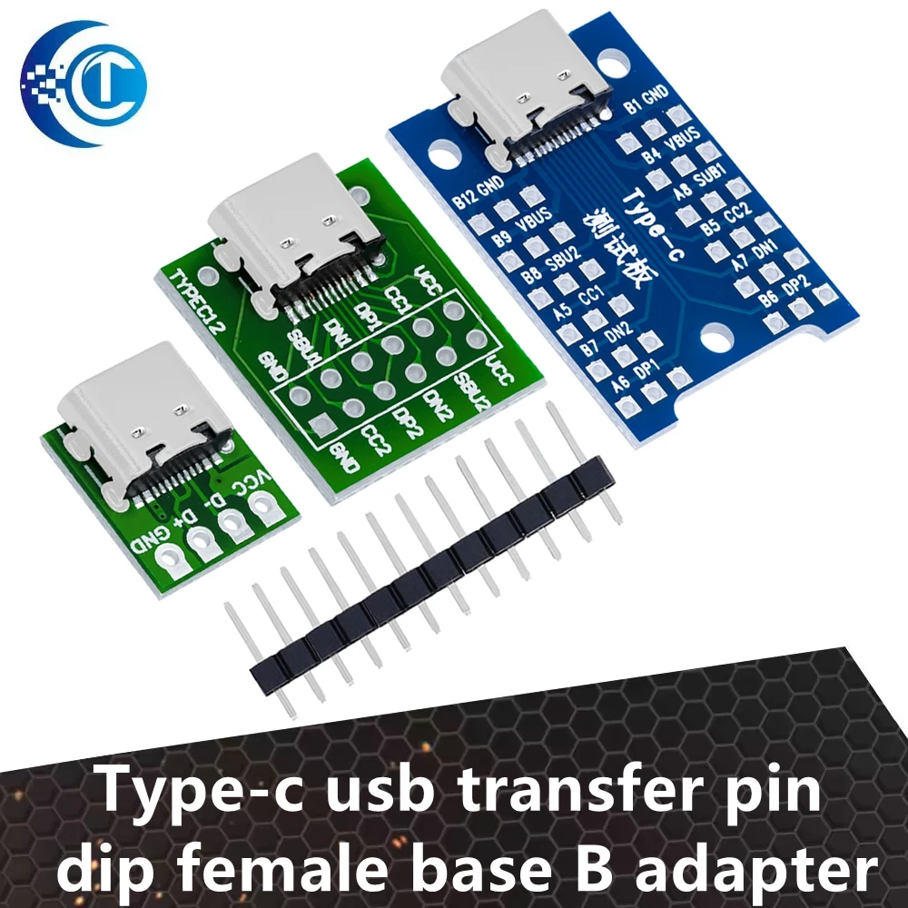 Type - C USB Transfer Pin DIP Female Base B Adapter Plate! welded female head typec feed and discharge pin