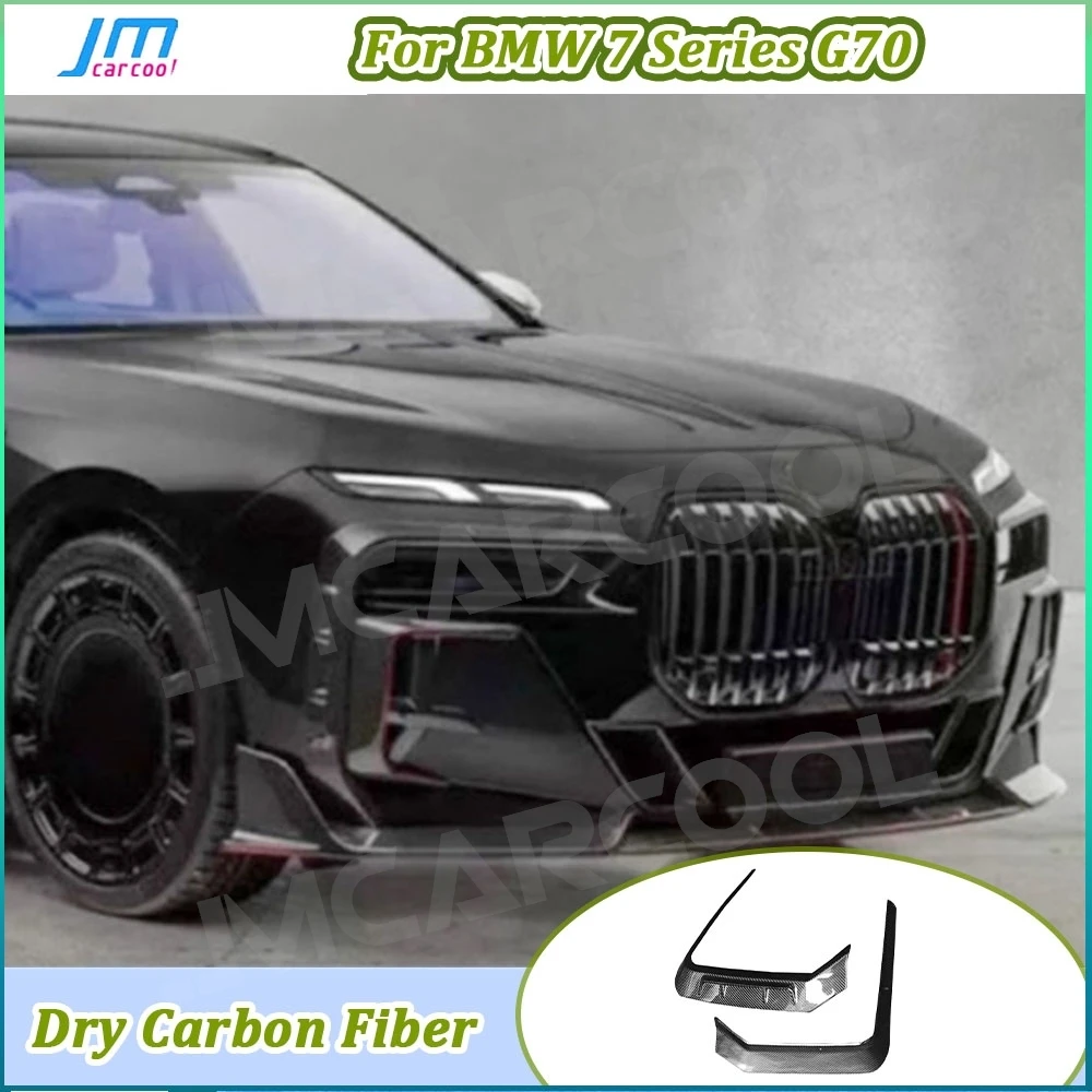 

Real Dry Carbon Fiber Front Bumper Fender Fin Splitters for BMW 7 Series G70 2023+ FRP Front Splitters Accessorise Body Kit