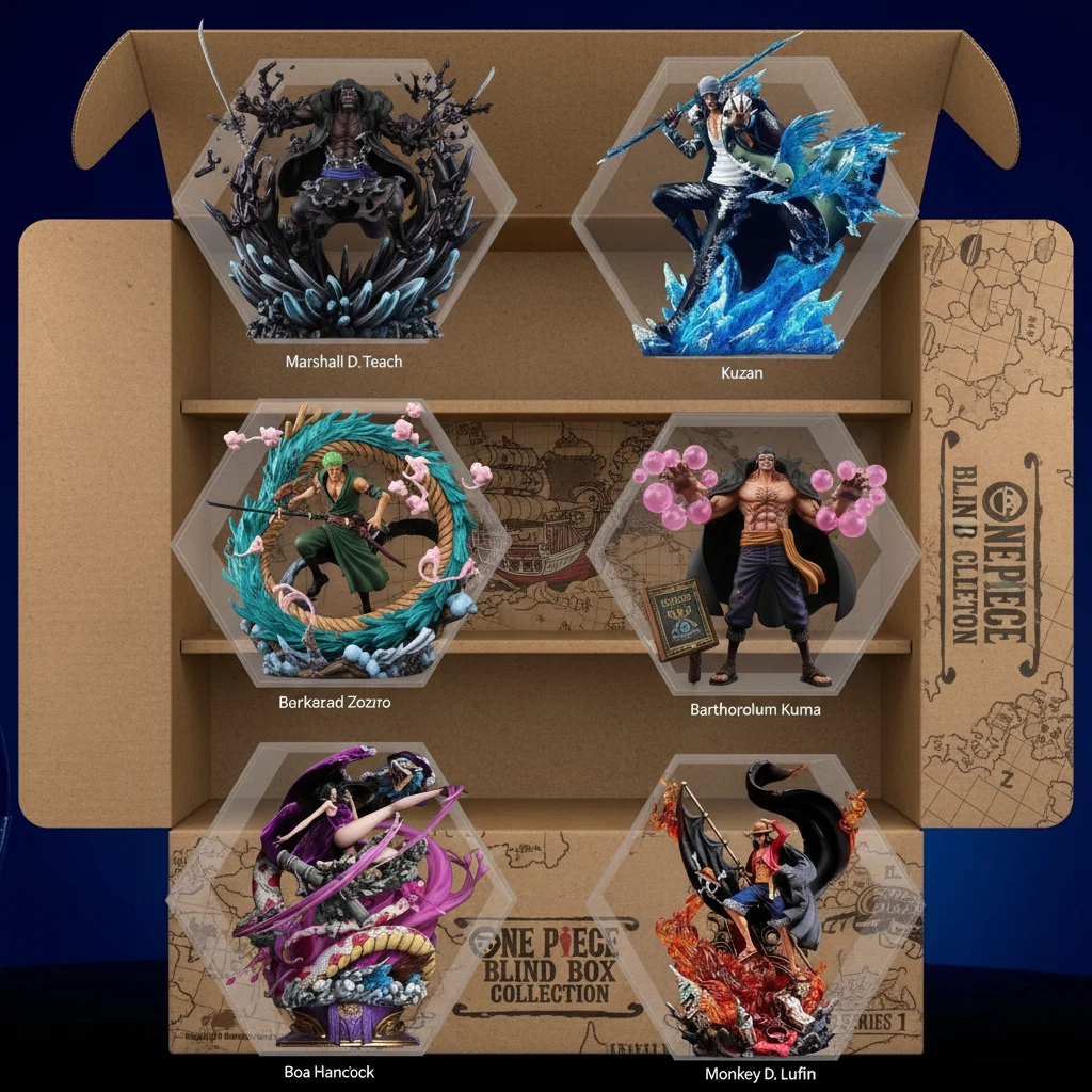 2026 ONE PIECE Blind Box Mystery Box Anime Figure 4 Imperatori Rufy Shanks Insegnare Buggy Zoro Bambole da collezione Set per la raccolta