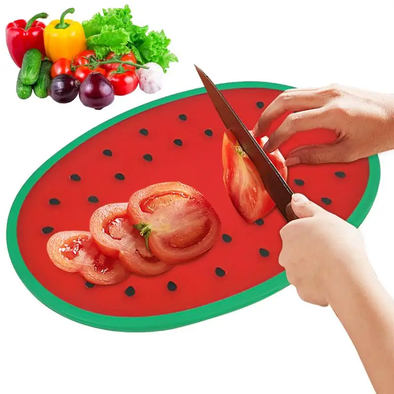 

1Pcs Cartoon Fruit Watermelon Shaped Vegetable Board Plastic Cutting Board Food Safe PP Material Multi Use Cutting For Home