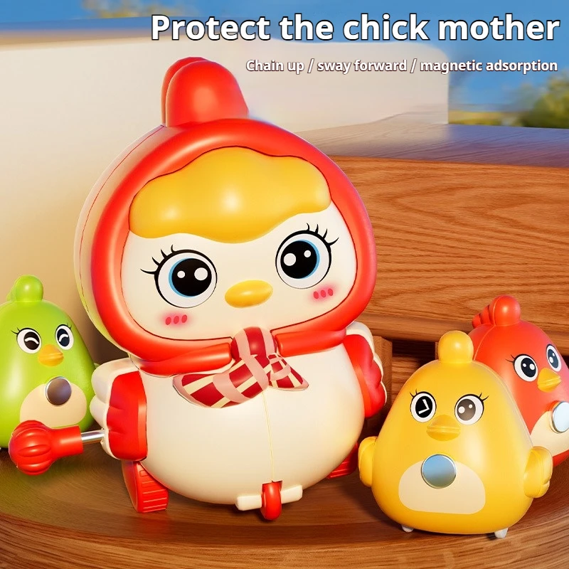 

Детская игрушка-магнит «Цыпленок следит за курицей», мультяшная, заводная, ползающая | Обучающая игрушка-защитник для кур