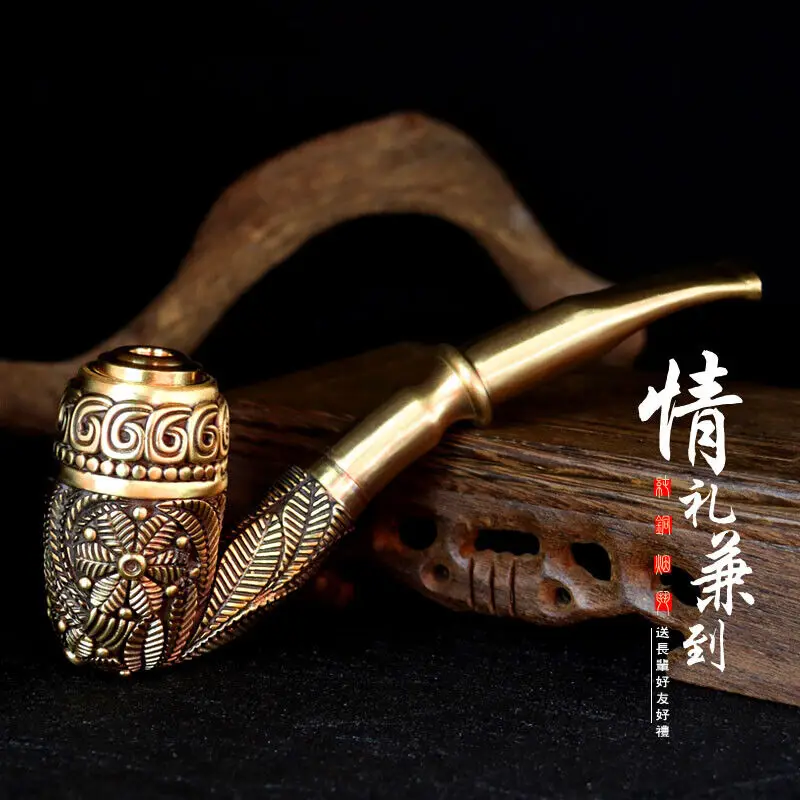 New Brass Vintage Tobacco Smoking Pipe Cigarette Holder Filter Handicraft Gift