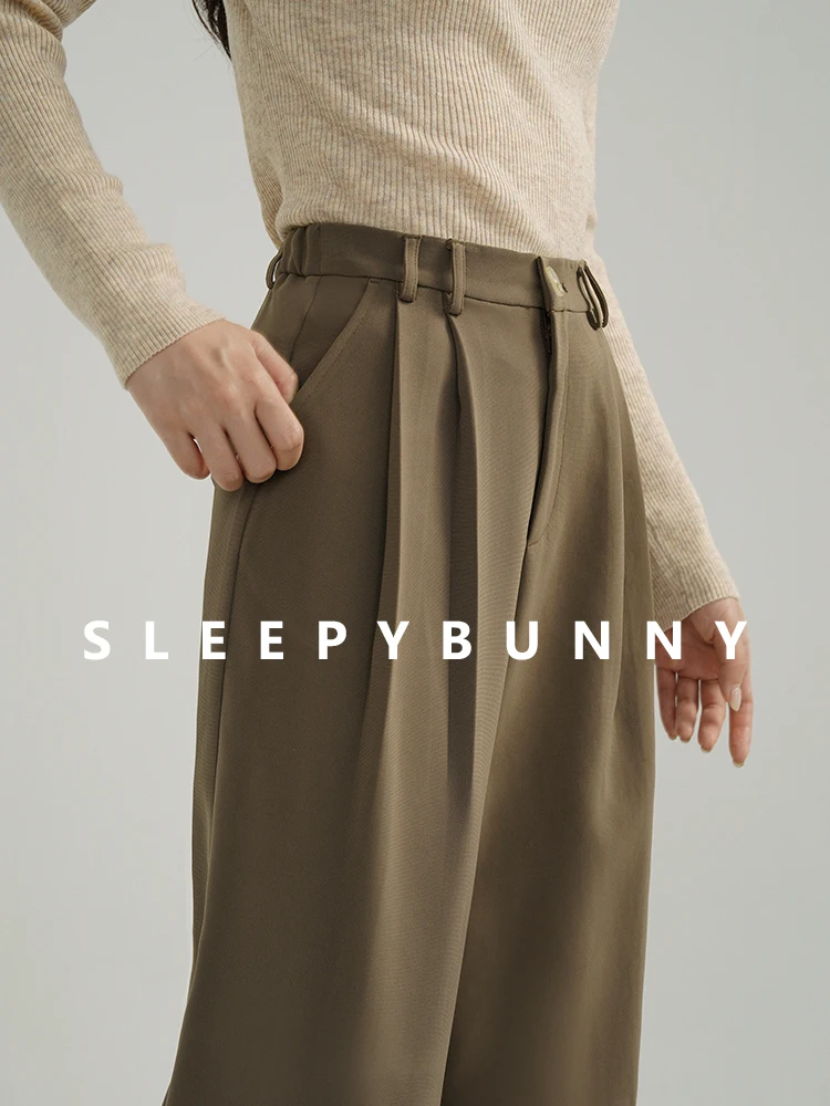 Elegant High Waist Wide Leg Women's Suit Pants Loose Straight Long Trousers Autumn Office Wear Business Casual Work Pants Ladies