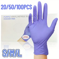 20/50/100PCS Purple Disposable Nitrile Gloves Household Waterproof Nitrile Gloves Hair Dye Tattoos Dishwashing Cleaning Tools