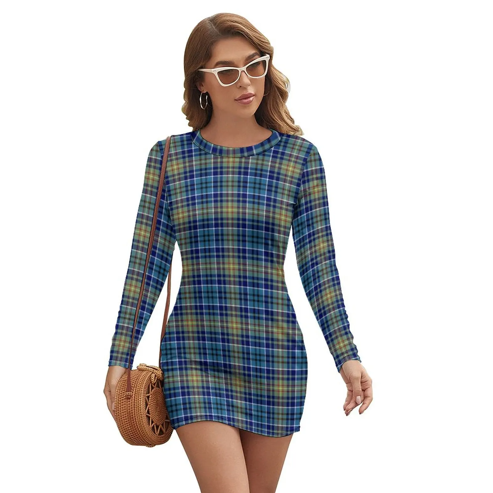 

O'Sullivan Tartan Bright Blue Irish Plaid Long-sleeved Dress wedding dresses for woman dresses summer