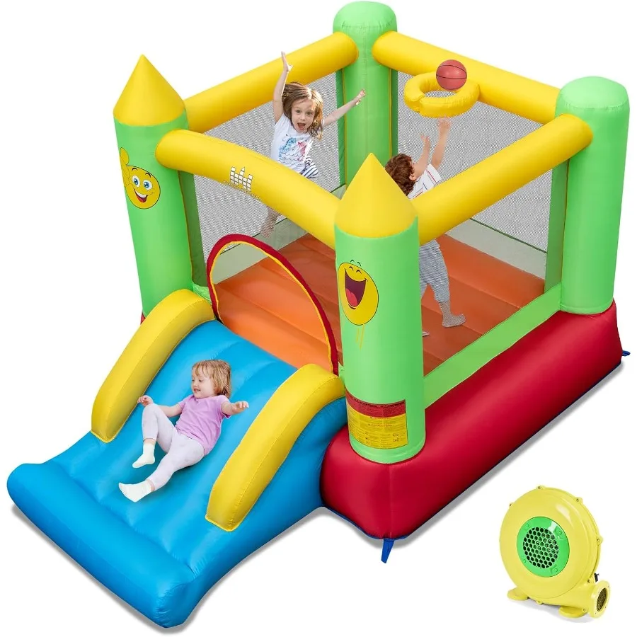 

Inflatable Bounce House Bouncy House Castle for Indoor Outdoor with Heavy Duty Jumping Area Slide 480W Blower Mini Bounce House