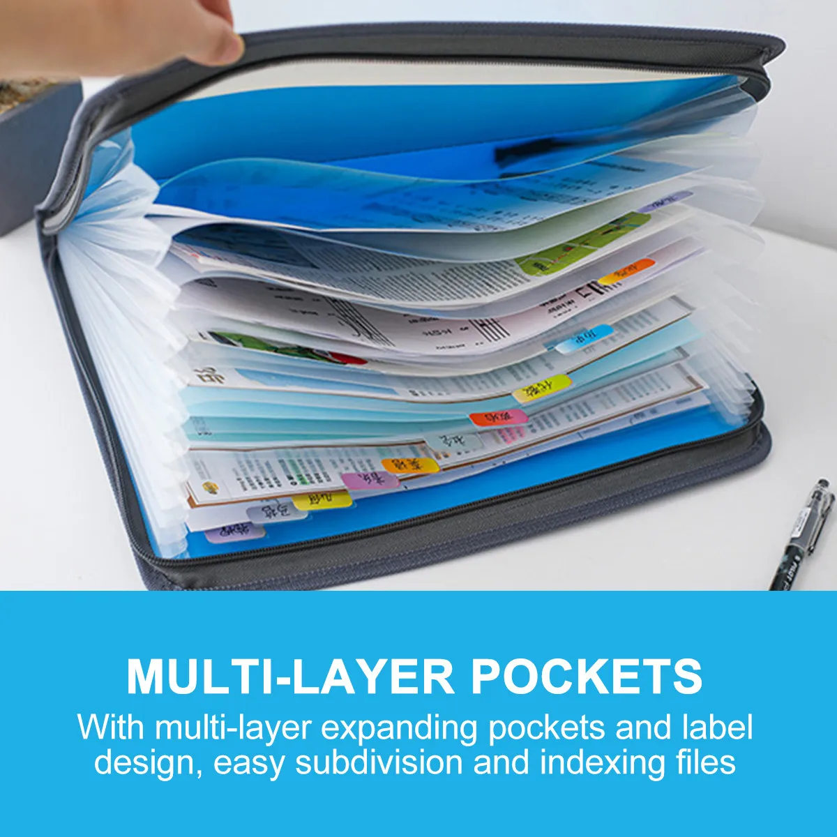 

13-Layer A4 File Folder Portable Expanding Pockets Accordion Organizer Document Receipt Storage Office School Home Use