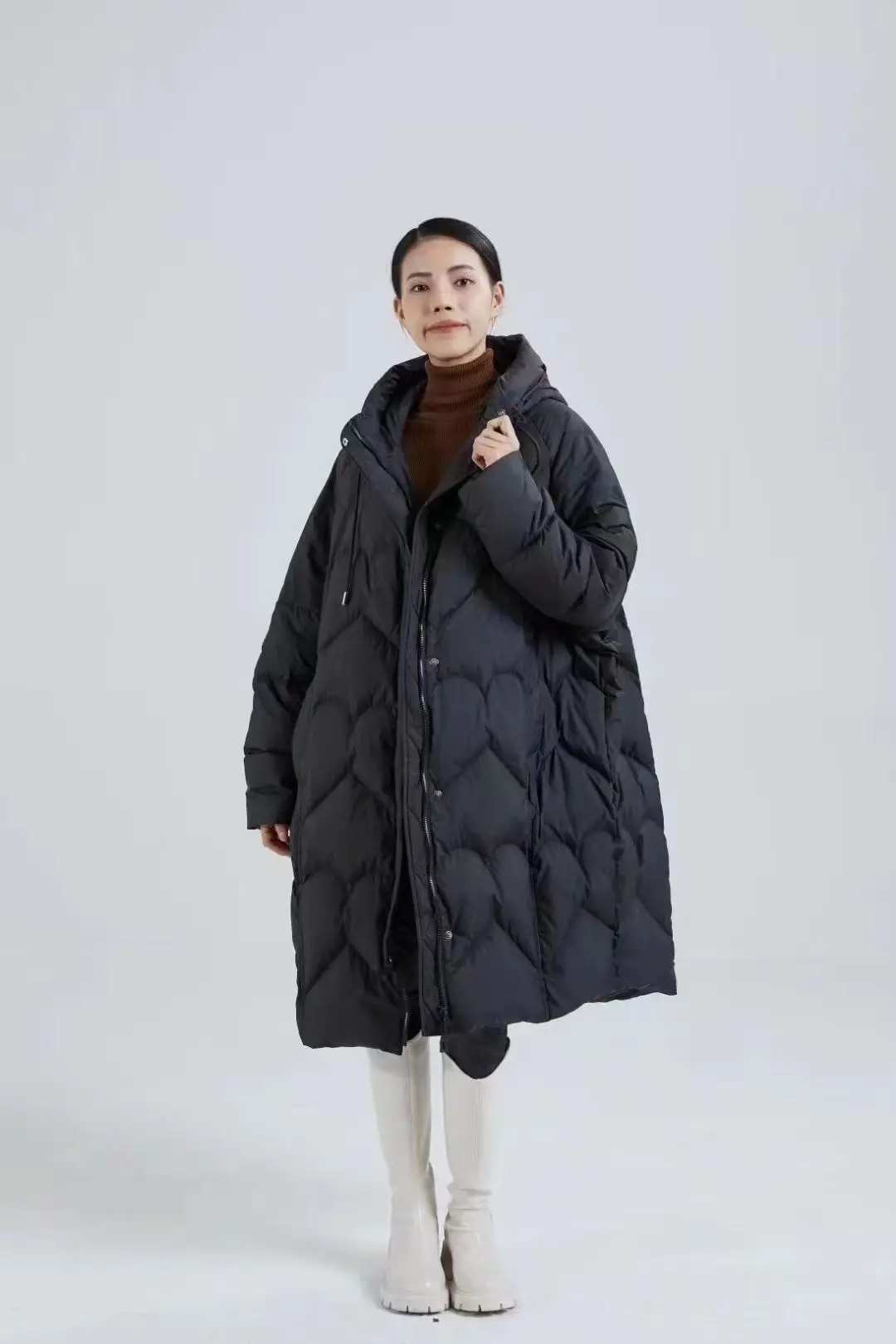 Winter Long Down Jacket  Large Size Loose Hooded Woman Coat 90% White Duck Down Warm Windproof  2024 Winter Female Overcoat