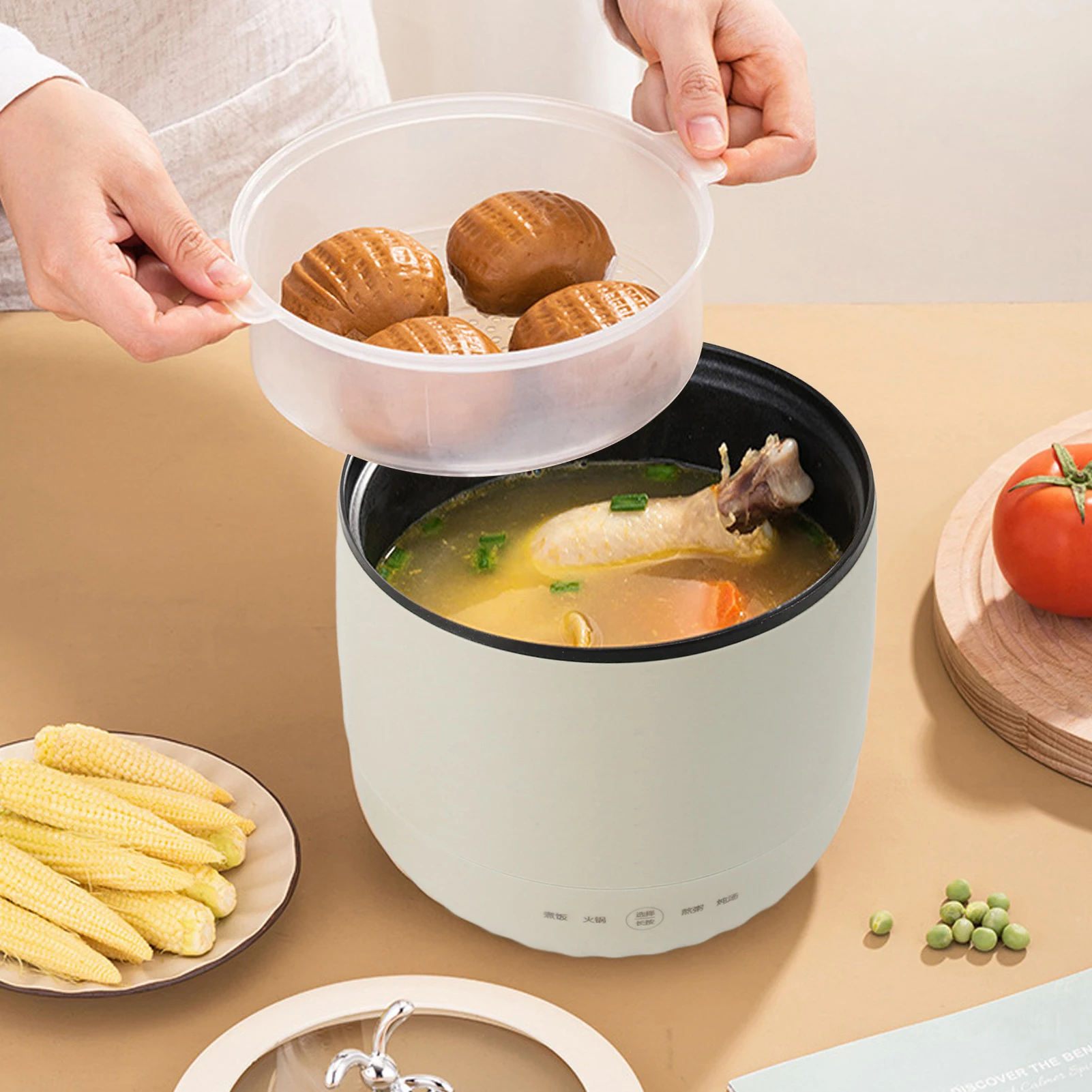 Electric Mini Rice Cooker 450W Fast Cooking 1 8L Small Portable Steamer for Home Dorm Office Travel Use