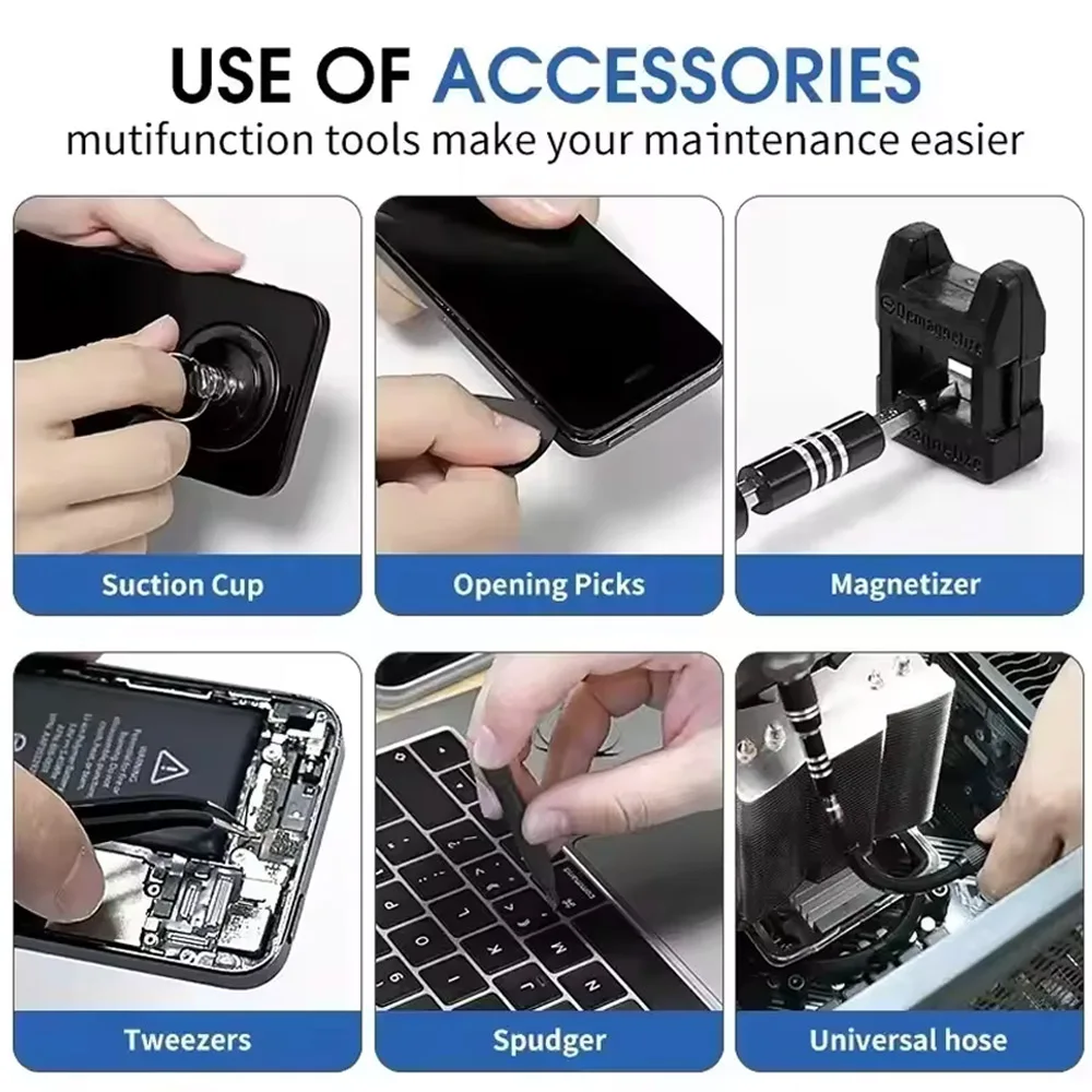 115 in 1 Precision Screwdriver Set with Magnetic Tips for Electronics Laptop Repair Professional Nut Driver Tools