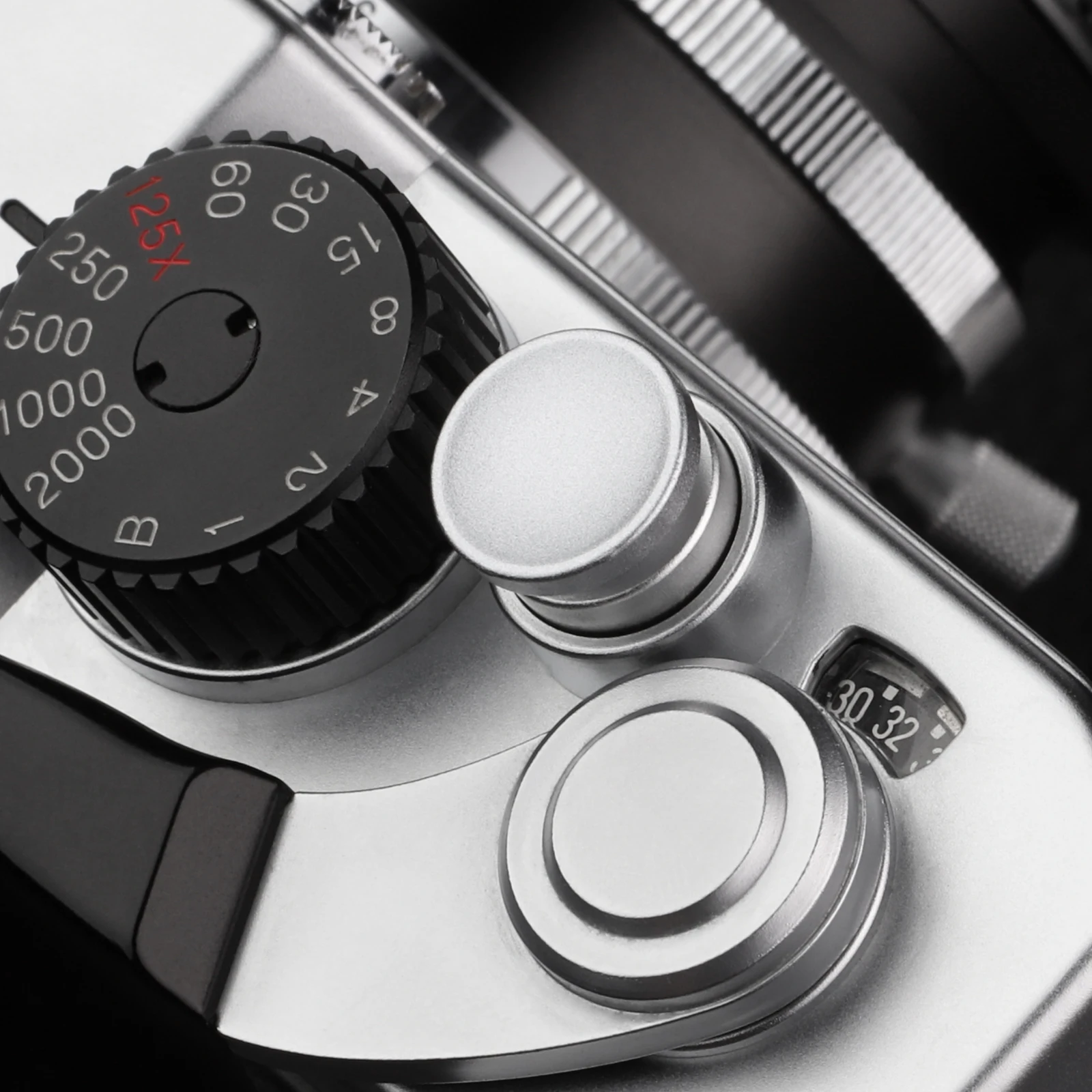 زر تحرير مصراع معدني من Haoge لكاميرا Leica Fuji Fujifilm Canon Nikon Minolta Olympus Hasselblad مقعرة باللون الرمادي الفضي