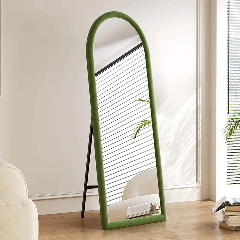 

Травяно-зеленое ретро зеркало для всего тела, кронштейн для магазина одежды, зеркало для гостиной, спальни, дома, арочное напольное зеркало, не