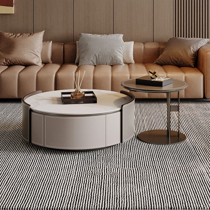 Round Center Coffee Tables Modern Living Room Console Table Elegant Neat Storage Mesa De Centro De Sala Minimalist Furniture