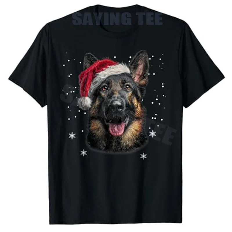 Funny Bloodhound Santa Claus Boots Christmas Womens Mens T-Shirt German Shepherd Santa Hat Dog Xmas Costume Meowy Catmas Cat Tee
