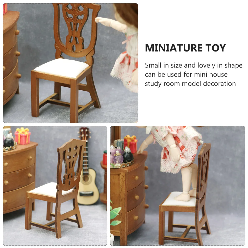 

Chairs Mini Study Miniature Model No Armrests Office Crafts Furniture Brown