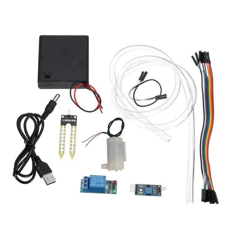 

Automatic Irrigation Garden Kit Soil Moisture Sensor Automatic Irrigation Module DIY Kit Mini Water Pump 50cm Hose for Arduino