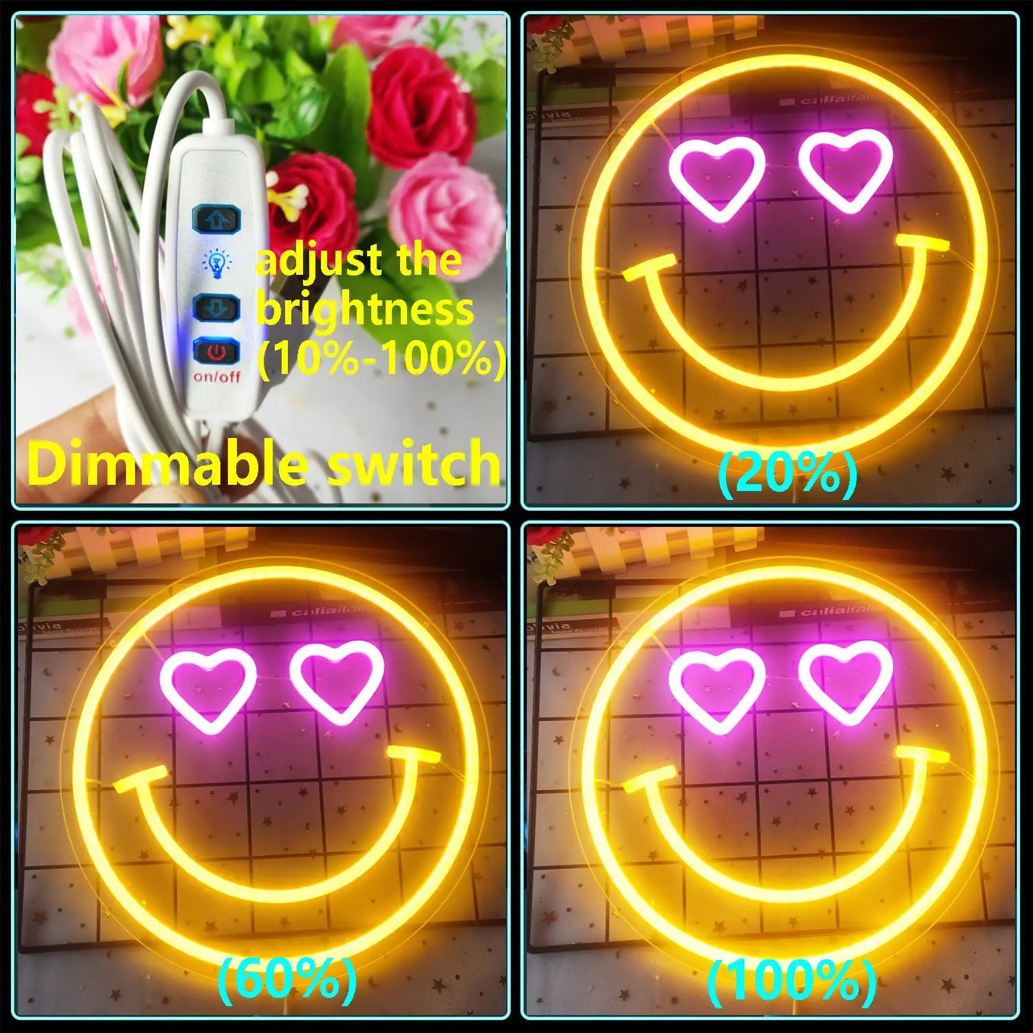 Imagem -04 - Luz Led de Sinal Neon Flex Transparente Usb Powered Suspensão na Parede Decoração do Quarto para Criança Smile Night Light Presente para Esposa 35cm