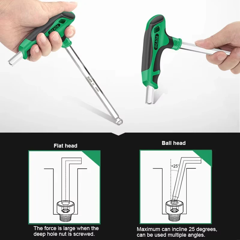 

1Pc Ball Head T-Shape Hex Wrench 2-10Mm S2 Hex Key 58Hrc Hexagon Screwdriver Socket Screw Wrench Spannner Household Hand Tools