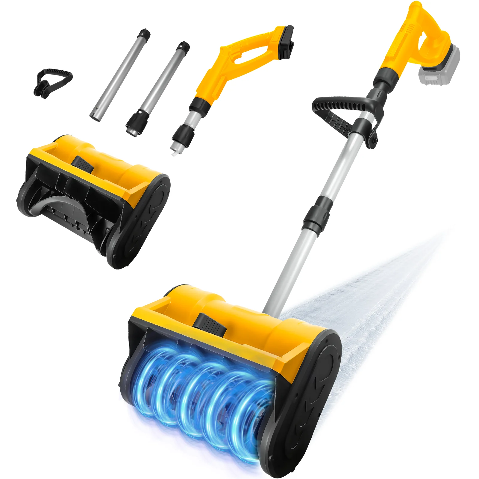 Image of Akku-Schneeschaufel, 500 W, bürstenloser elektrischer Schneeräumer, tragbares Gerät zur Schneeräumung von Einfahrten, Terrassen und Treppen, kompatibel mit Dewalt 20-V-Akku.