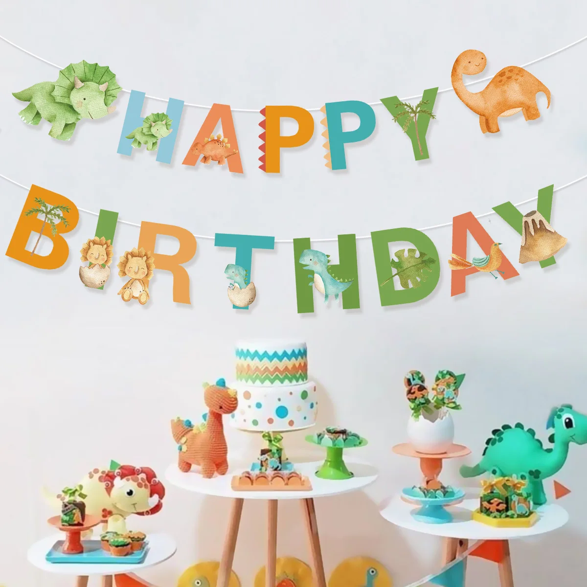 Dinozaur Happy Birthday Garland Banner Roar Dino Party Balloons Jungle Animal Safari 1st Kids Birthday Party Decoration Supplies
