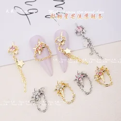 2Pcs 2023 New Nail Enhancement Star Awn Chain Zircon Jewelry Super Flash Inlaid Diamond Star Pendant Nail Decoration Wholesale