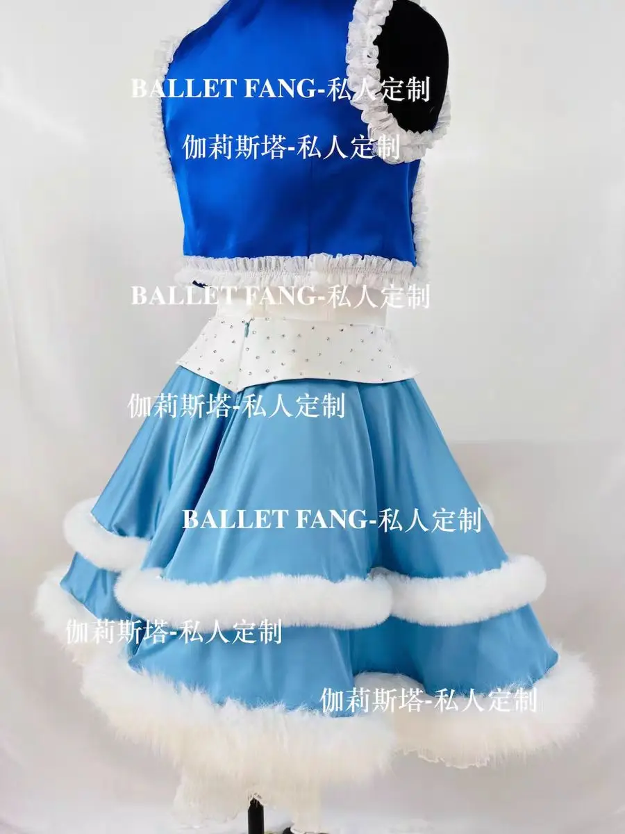 Bunny drummer variations ballet costume custom blue vest halter furry skirt gloves foot cover hat 5-piece set