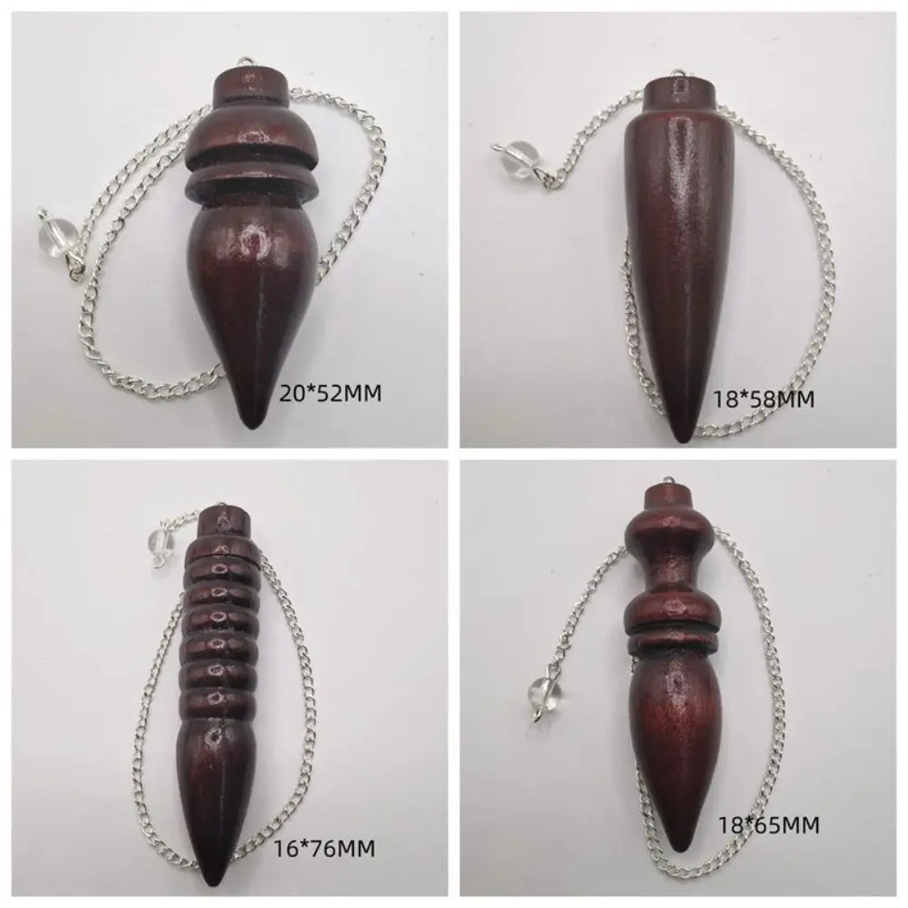 Portable Wooden Natural Wooden Pendulum Amulet Dowsing Round Cone Pattern with Chain Healing Reiki Spiritual Pendulo