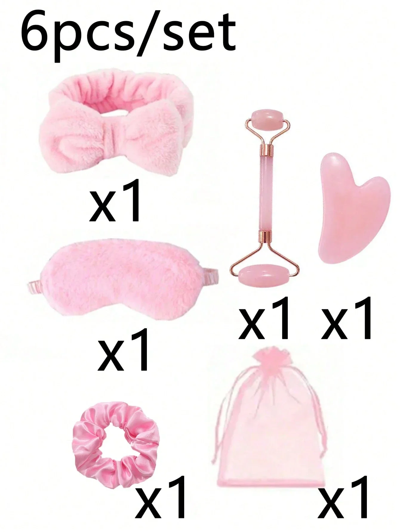 

18/6pcs SPA Sleepover Party Gift Set - Includes 1 Sleep Mask, 1 Headband, 1 Face Massager, 1 Massage Stick, 1 Scrunchie, And 1