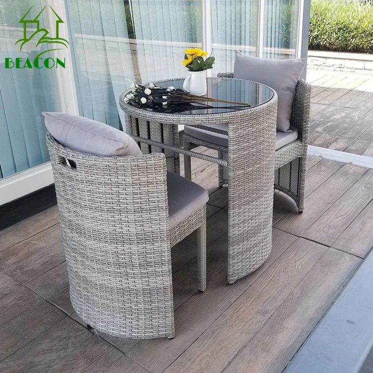 Patio Furniture Small Terrace Dinning Set Outdoor Balcony Cafe Garden Rattan Modern Luxury Dining Table and Chairs Set for 2