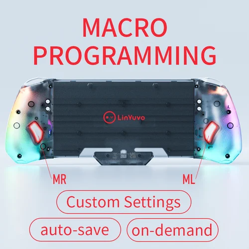 Imagen 2 del producto Controlador de juego LinYuvo para INTERRUPTOR con joystick de efecto Hall, Turbo, vibración dual, giroscopio de 6 ejes, iluminación RGB de 8 colores KS43