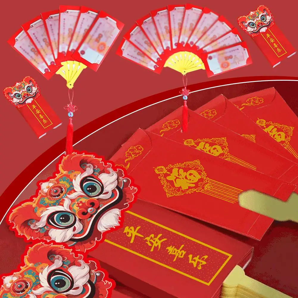 

2025 Year of the Snake New Year Fan Shape Red Envelopes Wish Folding Envelope Money Gifts Lucky Pockets Red Best U7T4