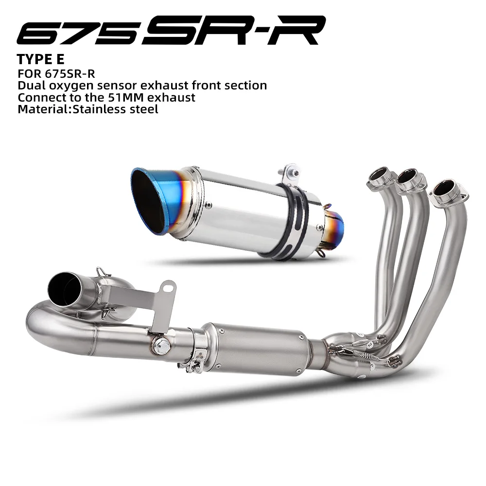 

51mm Full System Exhaust Header Pipe Dual O2 Sensor Ports for Moto 675SR 675SS