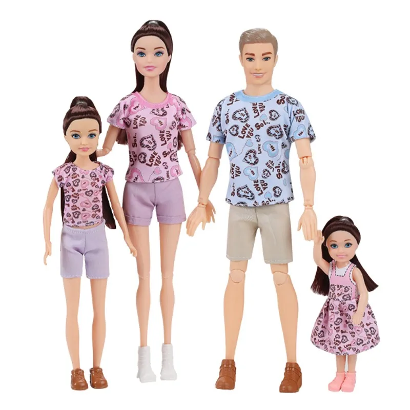 1/6ドールおもちゃファミリードールセット4人入りママパパ子供30cmドールフルセット服付き子供用プレイハウスおもちゃ誕生日プレゼント