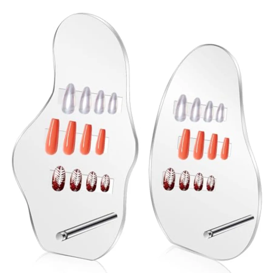 

2 Sets Transparent Nail Charm Display Board Stand for Salon Use Acrylic Nail Tips Sample Display Holder with Color Display Boar