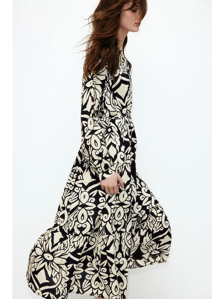 เสื้อผ้าผู้หญิง H&M ลายดอกไม้ แขนยาว สไตล์ลำลอง แบบเลเยอร์ โอเชียน ดร. เอล แลนเทิร์น แขนยาว ผ้าผสมวิสโคสและคอตตอน