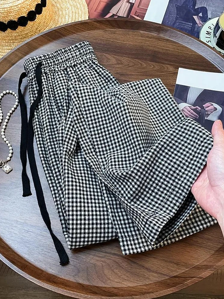 Plones Casus a Cuadros Chic 2024, Estilo Hoado para Mujer, Marca de Alta Gama, Versión Coreana, Tendencia Sur-Orient...