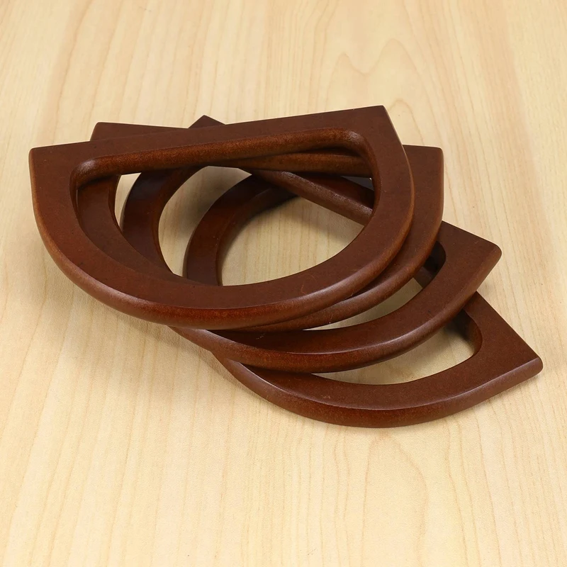 NEW-8PCS D-Shaped Wooden Purse Handles, Wood Replacement Handles For DIY Bag Purse Handbags Totes Clutch Making (Brown)