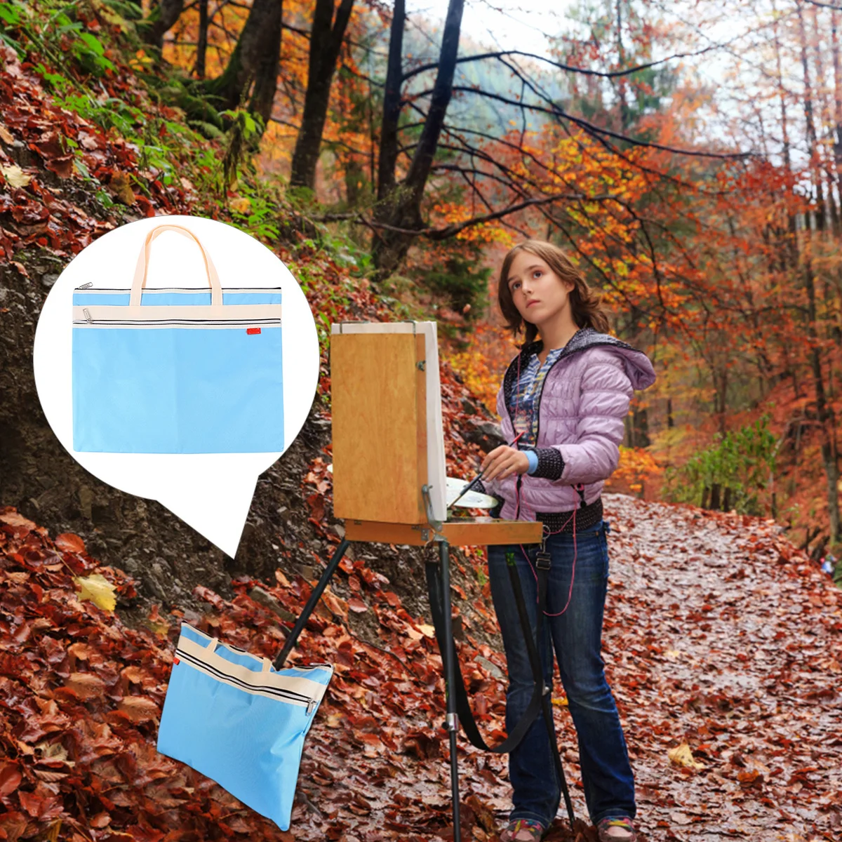 حقيبة محفظة فنية بحجم A3 مقاومة للماء وخفيفة الوزن ومنظم مستندات من القماش وحقيبة تخزين محمولة لطلاب الفنانين