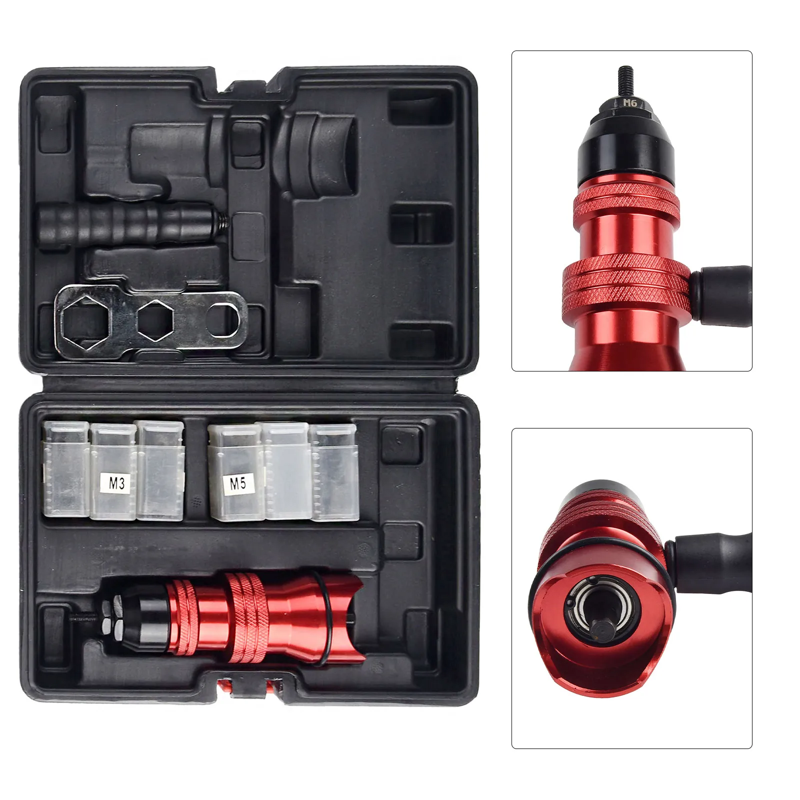 Rivet Nut Durable M3~M10 Rivet Nut Tool w/ Electric Drill Adapter & Insertion Nut Riveter for Home Decoration & DIY