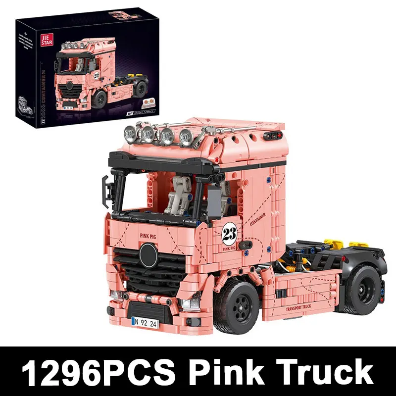 

Pink Truck Head Building Blocks Technic DIY Assembly Collectible Ornament Desktop Decoration Holiday Gift For Adults Kids
