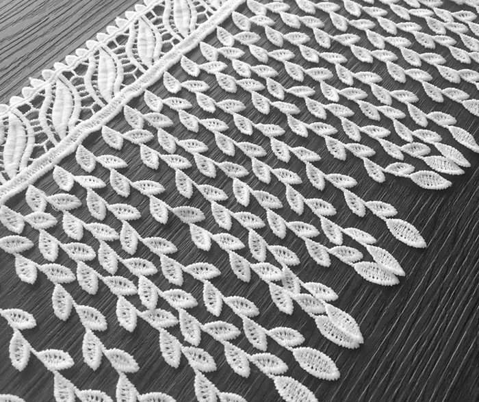 1yard larghezza: 16cm squisita forma di foglia Design Tasse pizzo solubile in acqua ricamo lacci cucito indumento (ss-367)