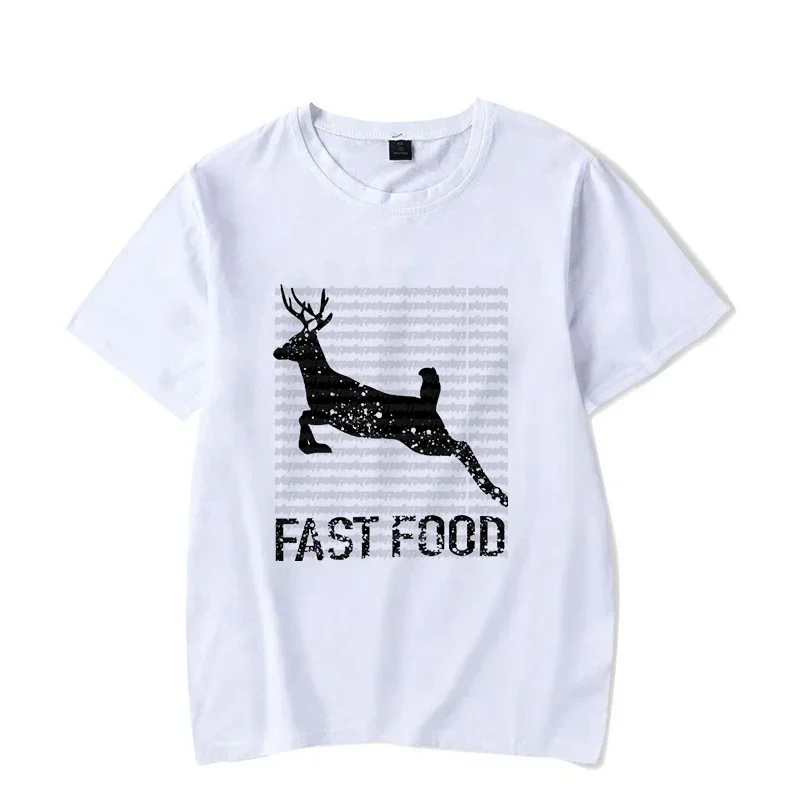 Funny Hunting T Shirt Fast Food Deer Hunters Shirt Graphic Clothes Men Women T-shirts Classic Tshirt Oversized Tee Tshirts Homme