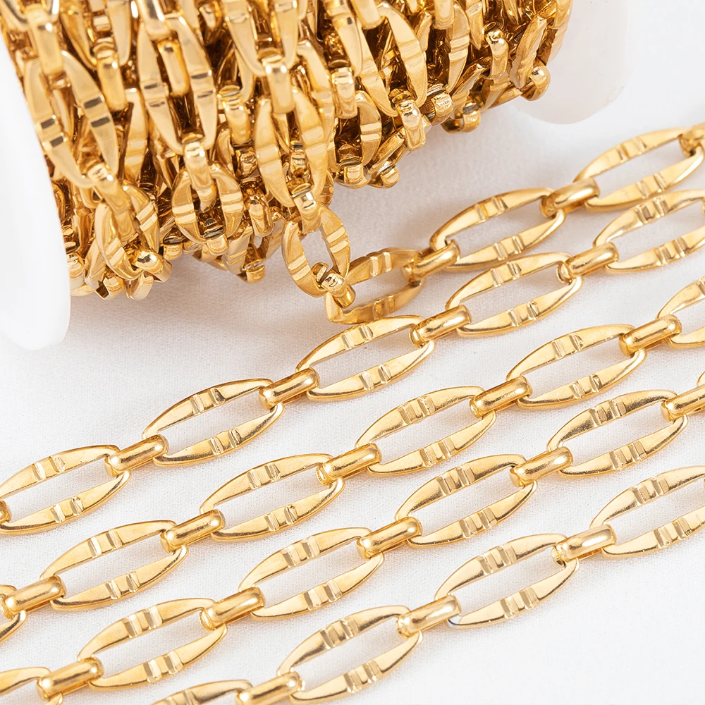 

1Meter Stainless Steel Embossed Geometric Hollow Long Frame Thickened Chains for DIY Necklace Bracelet Bag Chain Jewelry Makings
