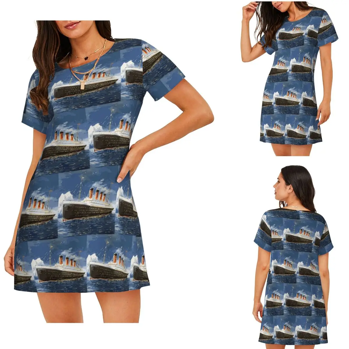 The Most Popular Ship Of All Times, Titanic. Short Sleeves NightdressSleeping Sleepshirts Women  Nightgowns Soft Pajama Dress