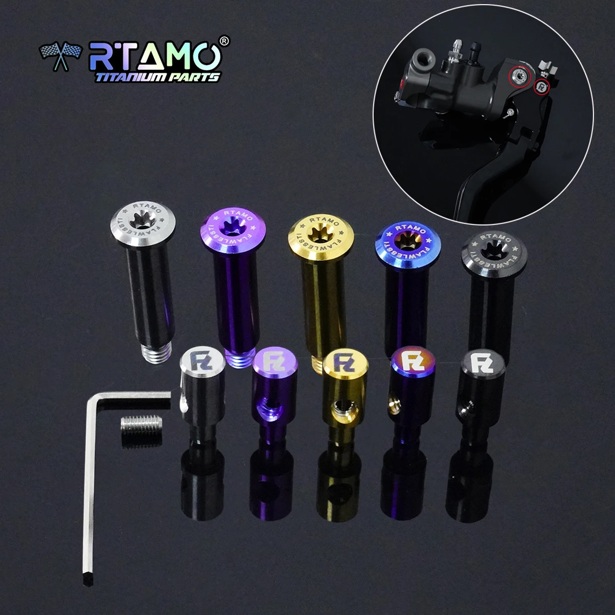 

RTAMO Gr5 Titanium Pump Pin Lever Bolt with Jackscrew for Brembo Moto GP Pump