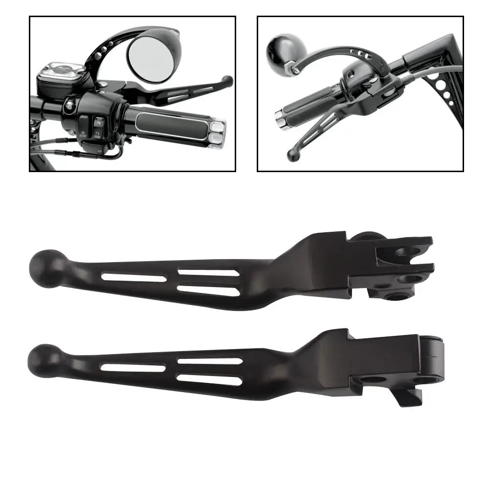 Motorcycle Black Slotted Brake Clutch Levers For Harley Sportster XL 883 1200 Softail FXDB Street Bob FXDWG Dyna Glide Universal