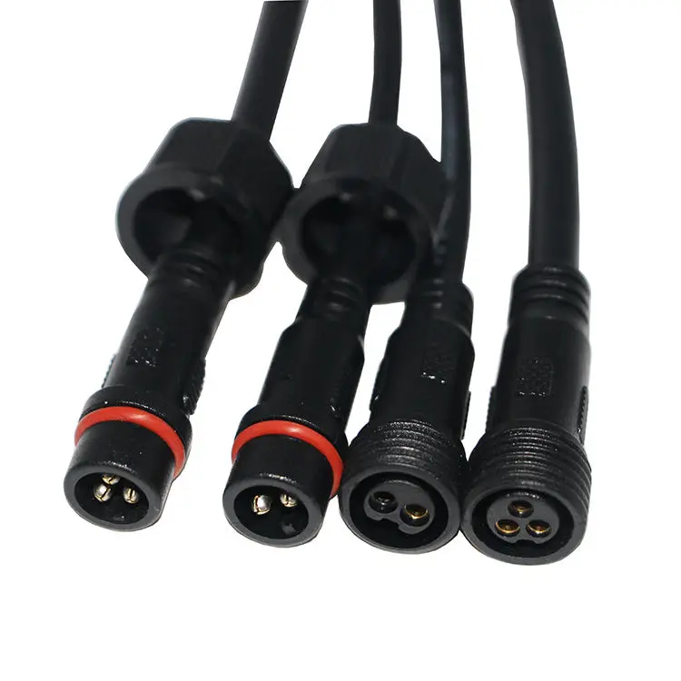 1 Pair IP65 Outdoor Waterproof Cable 2/3-Pin 18AWG Wire Male Female Connector for Solar LED Light Connector Docking Plug Cable
